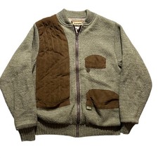 VTG Remington Shooting Cardigan Mens XL Olive Gore Windstopper Ultrasuede Patch picture