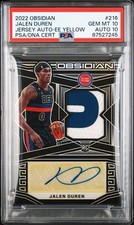 2022 Obsidian Jalen Duren Electric Etch Yellow RPA PSA 10 AUTO 10 GEM 20 POP 1💎 picture