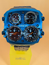 Invicta Aviator Men's Quartz Watch Black Dial Multi-Dial Blue Bracelet 100m picture
