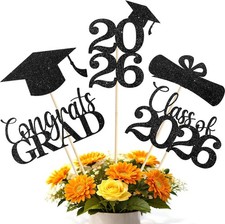 Graduation Decorations 2026, 24 PCS Class of 2026 Double-Sided Centerpieces with picture
