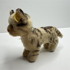 Steiff Brass Button Tabby Cat Plush Stuffed Animal Vintage Germany Standing picture