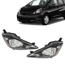 Left+Right Side For 2009-2014 Honda Fit Halogen Headlight Black Housing 2Pcs picture
