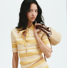 NWT H&M Edition YELLOW / MUSTARED Striped SIZE SMALL  Ribbed Knit SOLD OUT picture