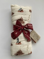 Milkbarn Sandcastles & Lighthouses Lovey Blanket Cotton Muslin 36”x36” NWT picture