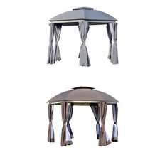 Outsunny 12' x 12' Round Outdoor Patio Gazebo Canopy with 2-Tier Roof picture