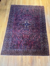 Antique handmade SAROUK Rug 6‘10 X 4‘9 Remarkable Design All Natural Dye C.1920 picture