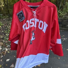 Vintage SP Boston University Terriers Red Hockey Jersey Mens Medium picture
