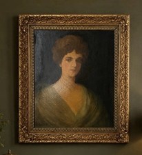Gilded Age Portrait Mrs Potter Palmer Chicago Socialite Signed McEntee Oil Frame picture