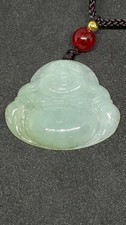 29mm Natural Jadeite Buddha Pendant with Necklace (E19) picture