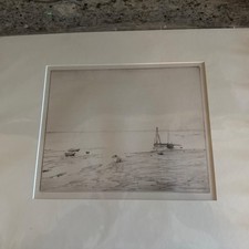 Robert Nisbet Etching Of Seashore With Boats picture