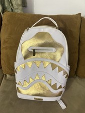 Sprayground Couture Realia Gold Backpack White Gold Shark Mouth DLX picture