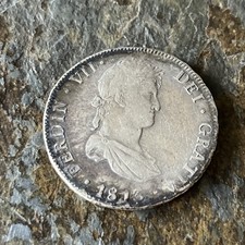 1813 8 Reales VERY RARE SILVER BOLIVIA POTOSI MINT - Excellent Strike LQQK picture