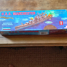 Lindberg U.S.S. Manchester 1:600 ,with display stand,flags, decals, instructions picture