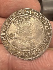 1603-25 James I 3rd Issue 6th Bust Hammered Silver Shilling Coin mm Lis picture
