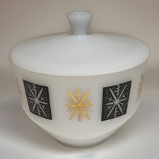 VTG Federal Glass Casserole Dish w/ Lid  Atomic Starburst 1.5 Qt MCM 50s RARE picture