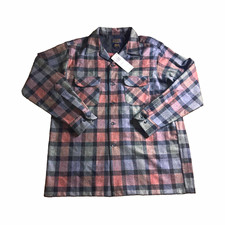 Pendleton The Original Board Shirt Wool Flannel Plaid Button-Up L Gray/Red picture