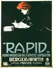 Marcello Dudovich Rapid Writing Ink Berger & Wirth Vintage Poster 24x36 picture