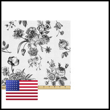 Ambesonne Black And White Fabric By The Yard Vintage Floral Pattern Victorian picture