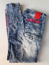 DREAMLAND MENS SLIM EMBROIDERED PAINTED STREETWEAR JEANS SIZE 34 picture