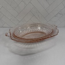 Vintage Antique 1930s Hocking Mayfair Rose Pink Depression Era Glass Oval Bowl picture