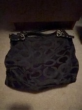 Coach Vintage Y2K Madison Op Art Black Signature Hobo Demi Handbag 12950 picture