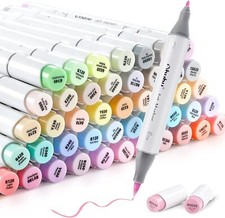 Ohuhu 48 Colors Alcohol Pastel Markers Brush & Fine+1 Marker Blender- Sweetness picture