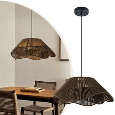 FTL 3-Light Dark Brown Rattan Pendant Light Boho Wicker Chandelier picture