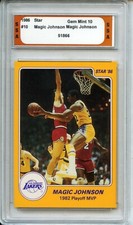 1986 Star Basketball #10 Magic Johnson Set SSA 10 Gem Mint Los Angeles Lakers picture