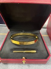 Sterling Silver Bracelet, Yellow Gold Color Love Bracelet 6.1mm Women Jewelry picture