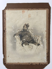 Antique Indian Maharaja Royal Portrait Photograph Turbaned Nobleman Photo picture
