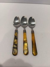 Barenthal L'Art Le Table Stainless 18/10 Silverware Tortoise Handle 3 Teaspoons picture
