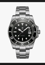 Bibi b1022 automatic mens 41mm black dial date ss bracelet diver watch picture
