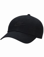 NWT - Nike Club Unstructured Futura Wash Cap Size M/L Triple Black Hat FB5368010 picture