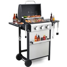 3 Burner Propane Gas Grill with Front Basket Hang and Warming Area picture