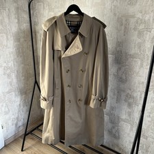 Vintage Burberrys Trench Coat Beige Double Breasted Nova Check Made in England L picture