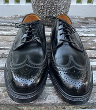 NOS Florsheim Imperial 10 3E Long Wing Tip V Cleat 5 Nail 23890 Black Leather picture