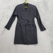 Vintage David Benjamin Skirt Suit Womens S Black Pinstripe Rayon Pencil Office picture