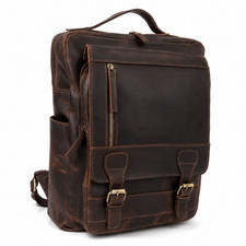 Distressed Full Grain Leather Backpack Vintage Crazy Horse Rucksack Travel Bag picture