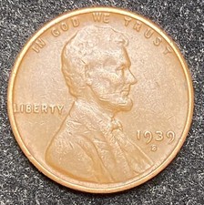 1939 S Lincoln Wheat Penny -  picture