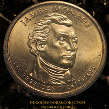 2008-P James Monroe Presidential $1 Coin  - RARE TWO TONED EDGE ABNORMALITIES picture