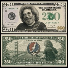 2000 Jerry Garcia Grateful Dead 250 Dollar Bill Full-Sized picture