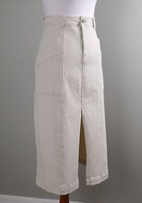 HABITUAL NEW $99 Sparkle Beige Vented Midi Pencil Denim Jean Skirt Size 6 / 28 picture