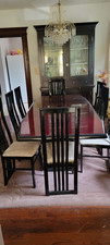 Vintage Postmodern 9-Piece High-Gloss Lacquer Dining Set – 8 Chairs & Expandable picture