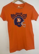 Vtg Denver Broncos Men's T-Shirt Sz S Helmet Graphic Single Stitch Orange 1980’s picture