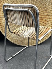 VTG MCM Chair Italy Otto Gerdau Tubular Chrome   Original Velvet Stripe Fabric picture
