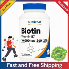 Biotin Vitamin B7 10mg 240 Capsules - 10,000mcg Quick Release GMO Free Formula.. picture