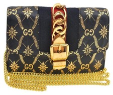 Authentic GUCCI Sherry Line Sylvie Chain Shoulder Bag Leather 494646 Black AC016 picture