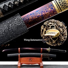 Full Tang Sharp Japanese Samurai Katana Dragon Sword Damascus Folded 1095 Steel picture