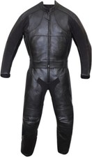 2pc Motorcycle Riding Racing Leather Black Track Suit with Padding and Armor picture