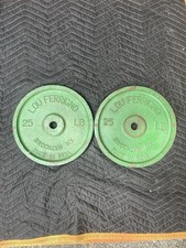 Rare Vtg Lou Ferrigno Brooklyn NY Standard Weight Plates, 25 Lbs, Set Of 2 picture